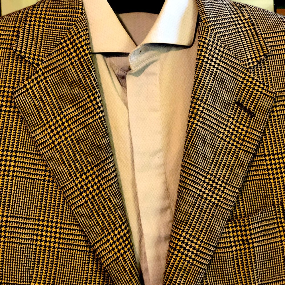 Vintage Glen Plaid Woven Silk Ralph Lauren Blue Label (Couture).